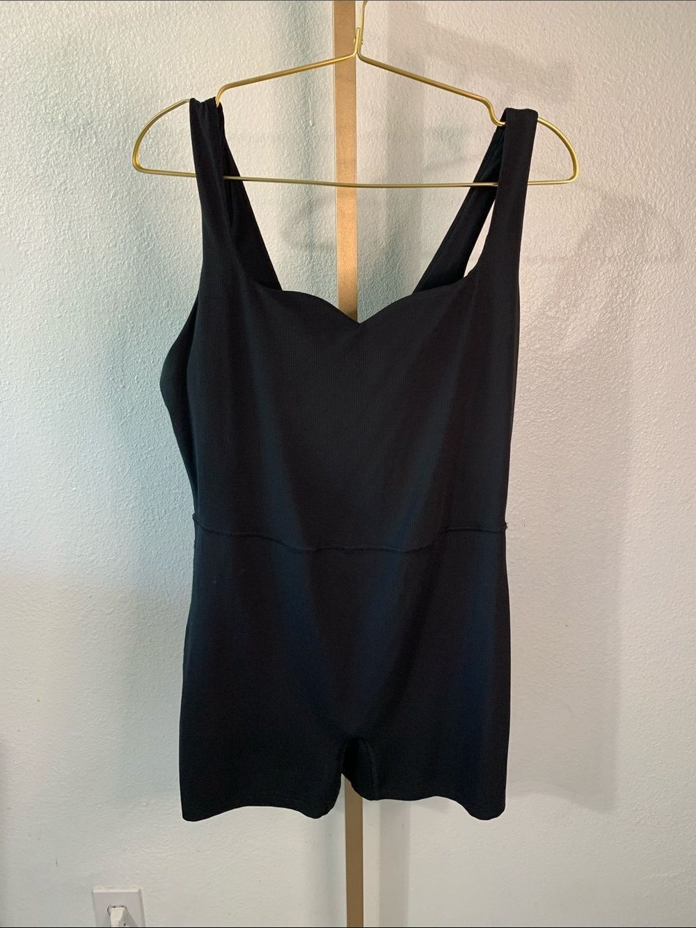 all in motion Black Ribbed Romper-XXL